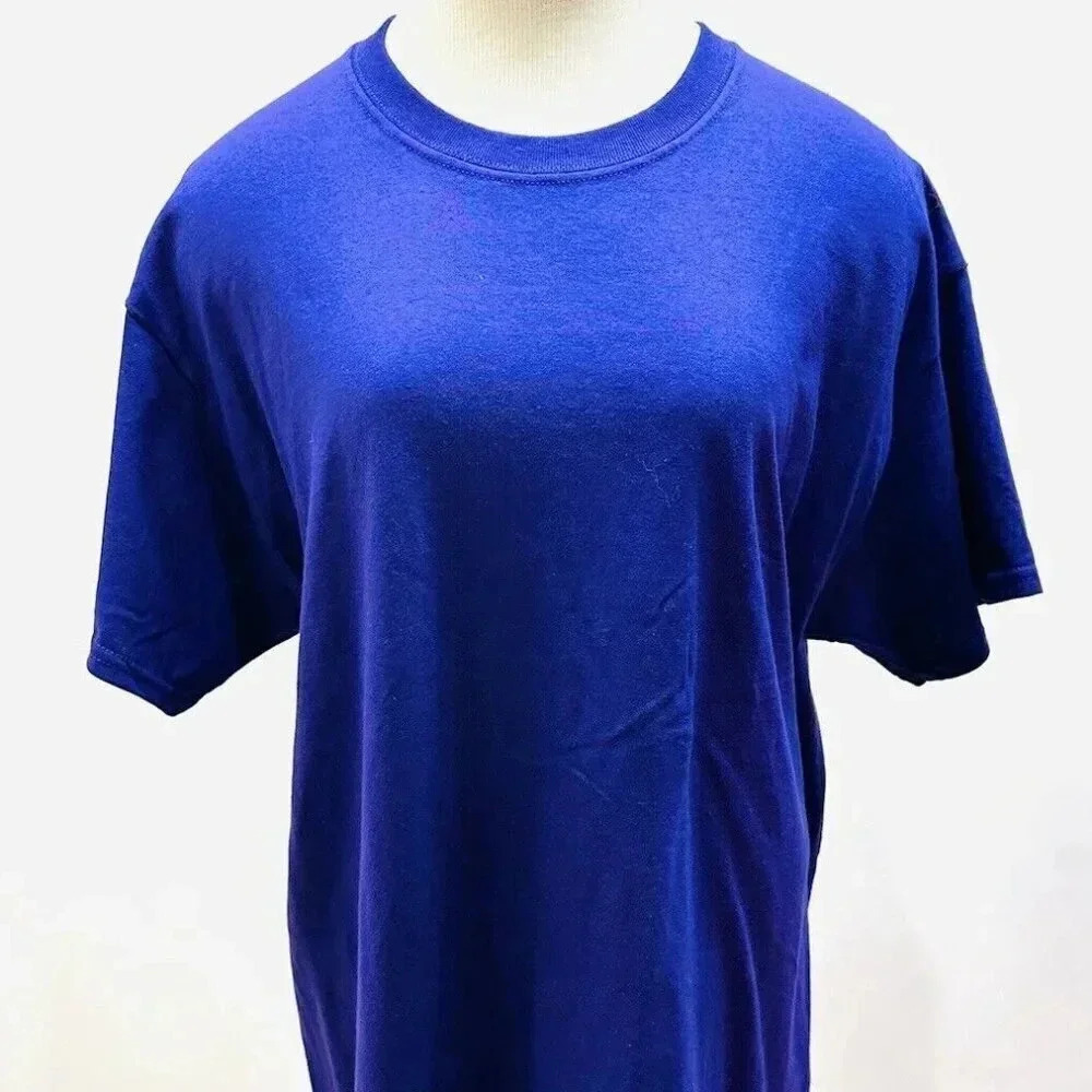 GILDAN Women Short Sleeve Pull Over Crew Neck Purple T-Shirt Top Size Large